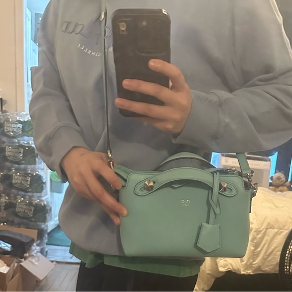 Fendi Blue Way mini Crossbody Bag with Detachable Strap-Tiffany blue color-Rare - Picture 9 of 13